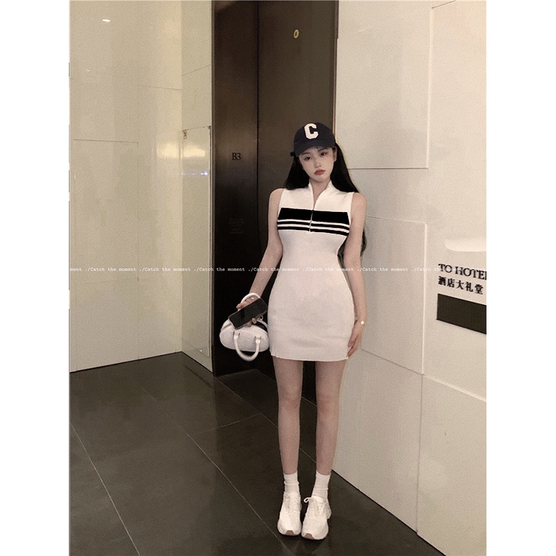 Cocory vn Đầm Mini Dáng Ôm Họa Tiết Kẻ Sọc Thời Trang Mùa Hè Quyến Rũ Cho Nữ