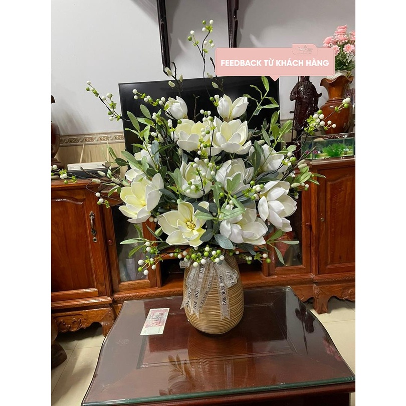 Bình hoa giả mộc lan chất PU cao cấp trang trí phòng khách đẹp PKND FLOWERS &amp; DECOR PKSH66