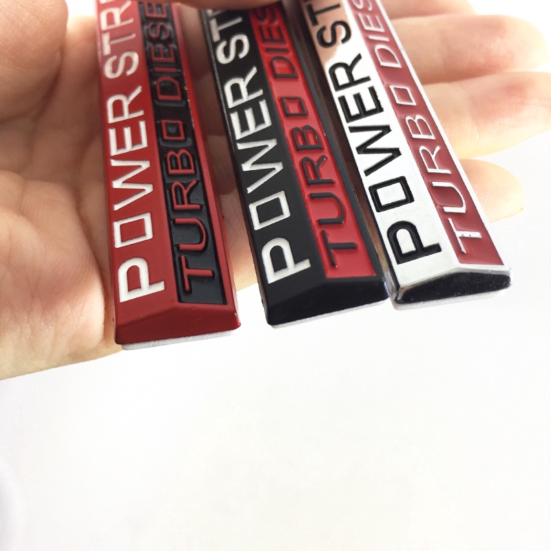 Nhãn dán kim loại khắc chữ POWER STROKE TURBO DIESEL V8 dán trang trí xe hơi