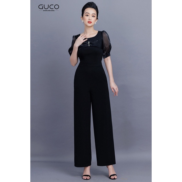 Jumpsuit ống suông 3252 màu đen Guco