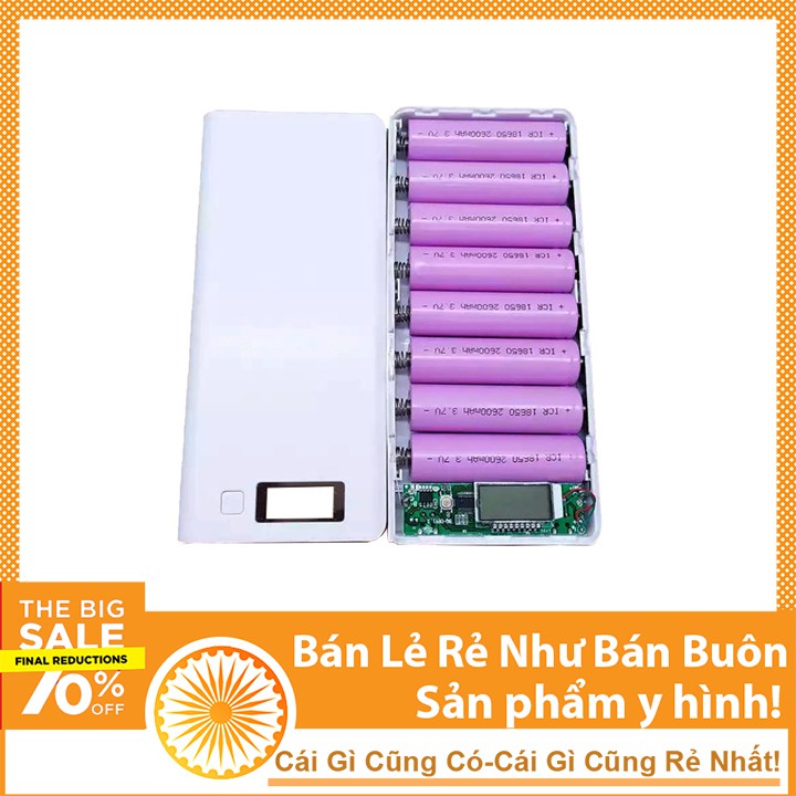 Sạc dự phòng 8 pin hiển thị LCD 10000mah đã có pin sẵn