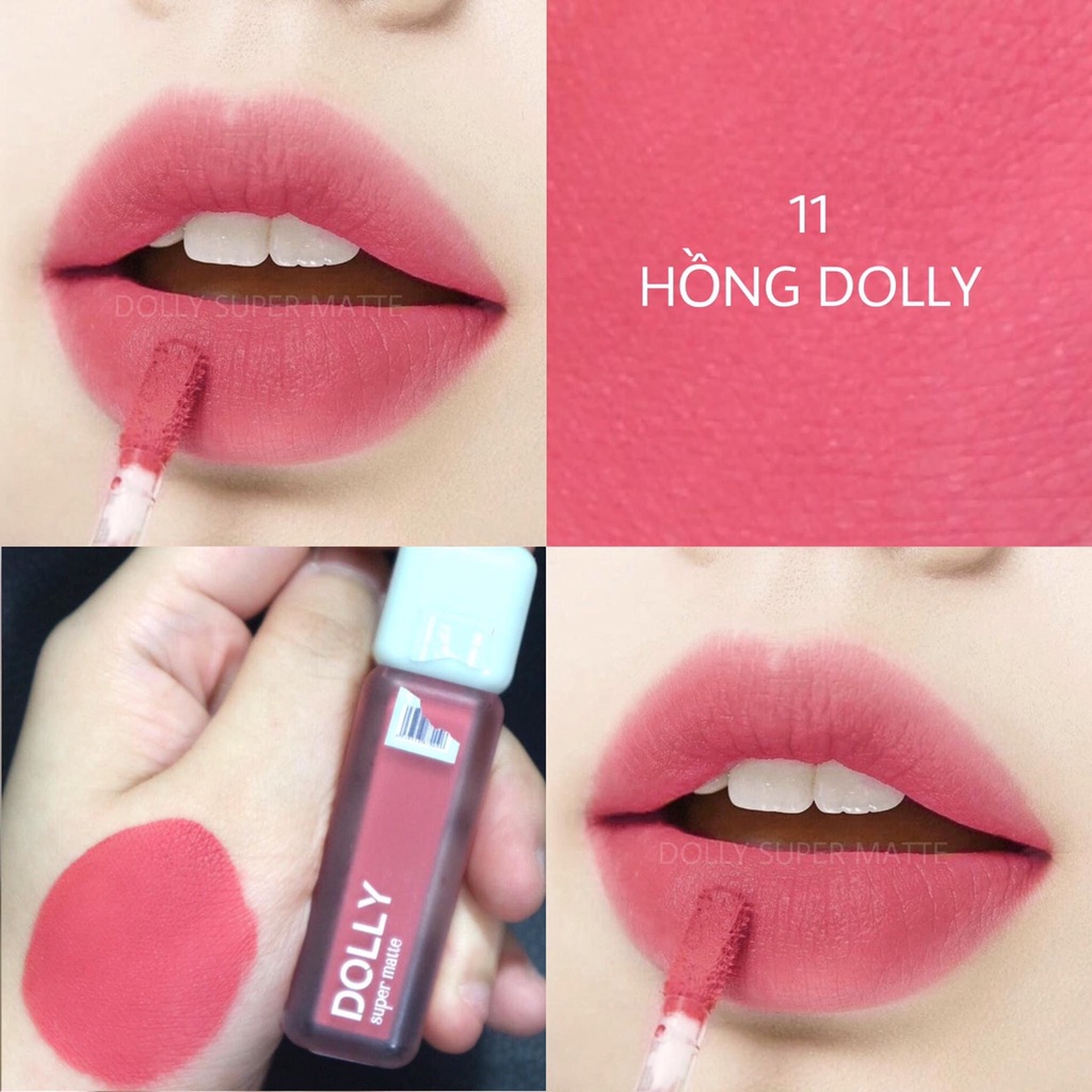 NEW 2021 [Hồng Dolly 11] Son Kem Lì Dolly Super Matte Không Chì Màu Hồng Dolly Nhẹ Nhàng Tự Nhiên