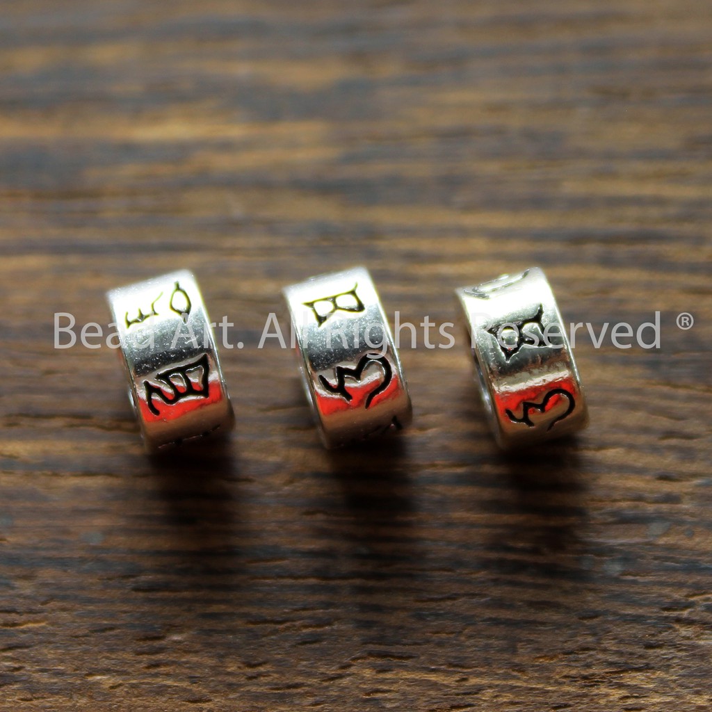 Charm Cách 8x4MM Phối Vòng Tay Cách Hạt Khắc Lục Tự Chú OM MANI PADME HUM, Phối Vòng Tay Phong Thuỷ, Chuỗi Hạt S35