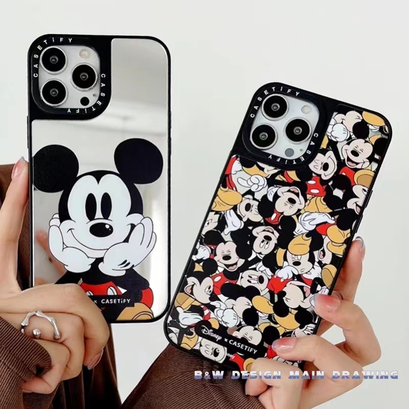 Hoạt Hình Ốp Điện Thoại Acrylic Cứng Chống Sốc Gắn Gương Cho iPhone 13 12 11 Pro Max XR IX XS Max i7 8 Plus