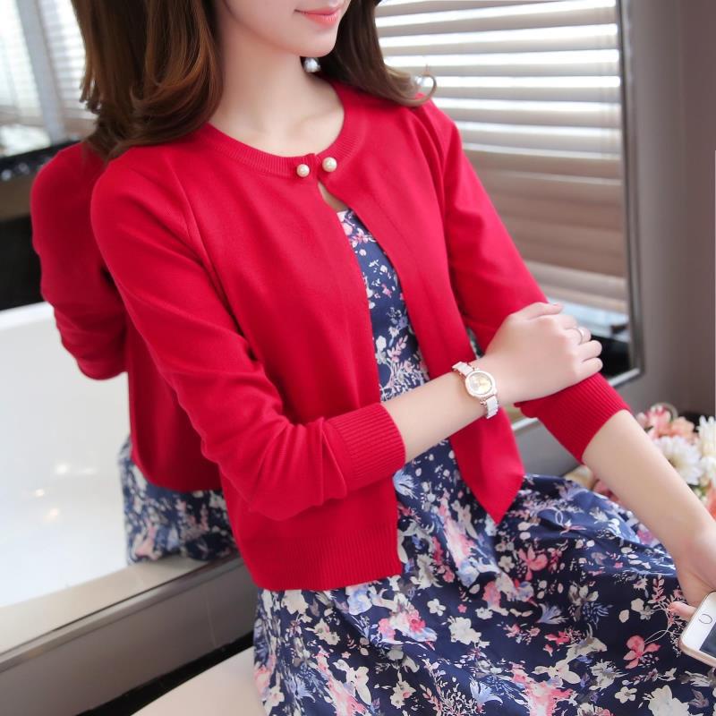 Áo cardigan dệt kim tay dài dáng ngắn thời trang trẻ trung cho nữ