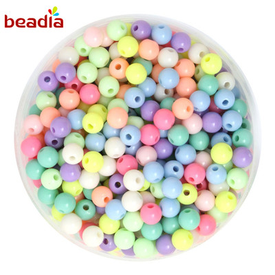 Beadia Hạt Tròn Làm Trang Sức Thủ Công Bằng Acrylic Màu Sắc Ngọt Ngào 4mm-12mm