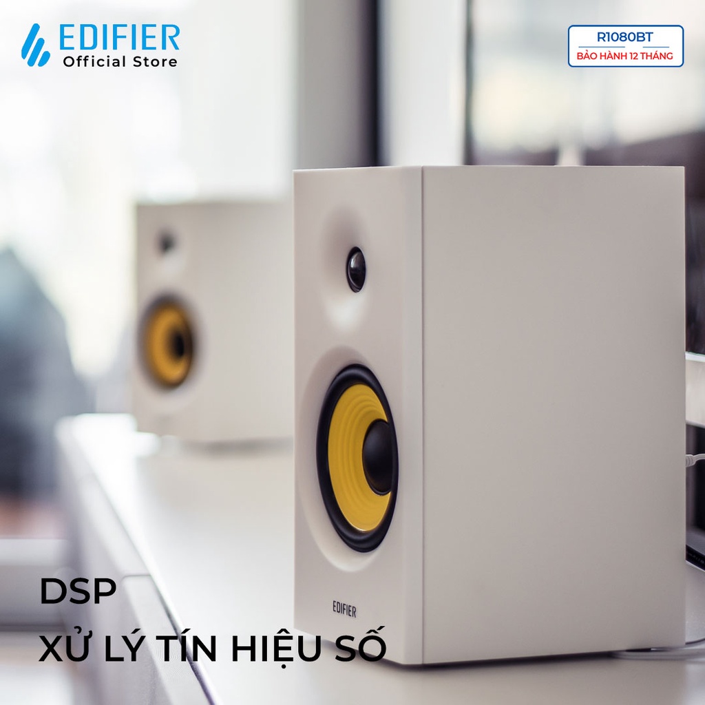 Loa bluetooth 5.0 EDIFIER R1080BT Bookshelf active Công suất 24W Xử lý tín hiệu số Bass driver 4 inch Hàng chính hãng