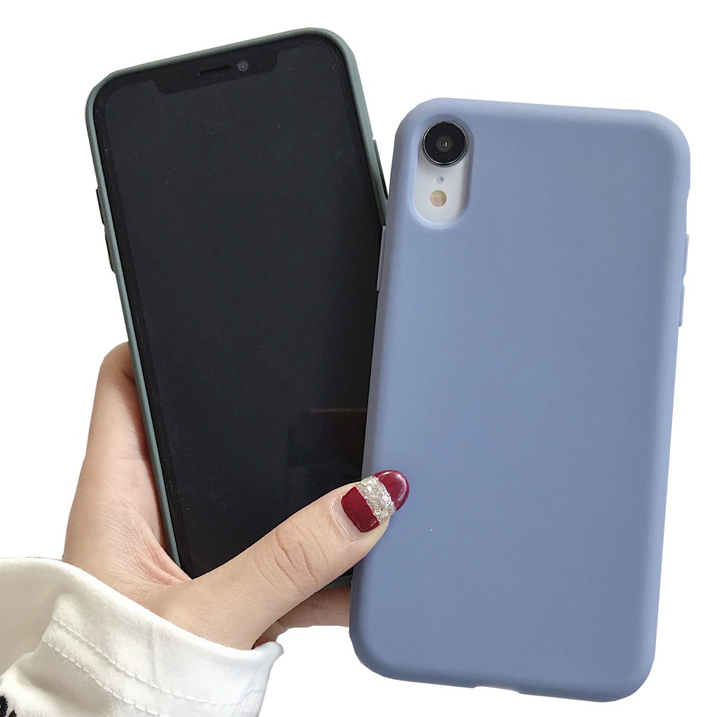 Ốp Điện Thoại Silicon Mềm Màu Xanh Lá / Xanh Dương Trơn Cho iphone 7 8 plus X XS XR 11 12 13 14 pro max