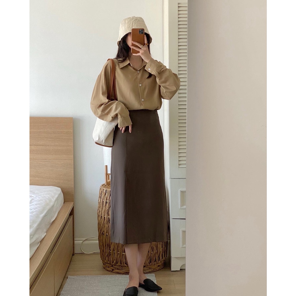 Chân váy dáng dài xẻ lệch _ CV0043