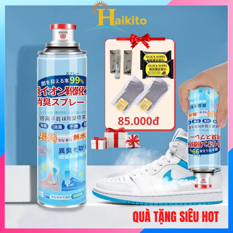 Xịt khử mùi giày dép tủ giày khử hôi chân kháng khuẩn nano bạc Công nghệ Nhật Bản mới nhất 2022 HAIKITO HAK2