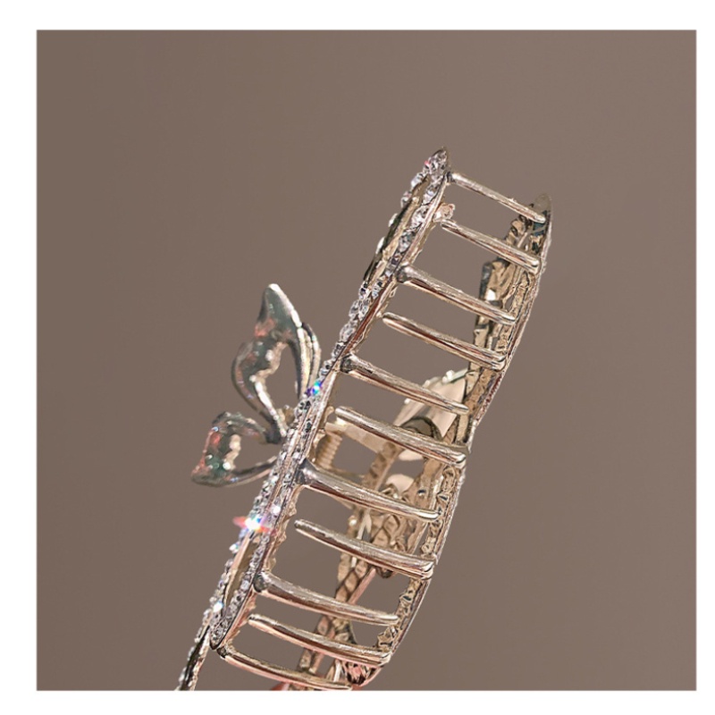 Kẹp Tóc Hình Cá Mập Đính Kim Cương Giả Bằng Kim Loại Sang Trọng