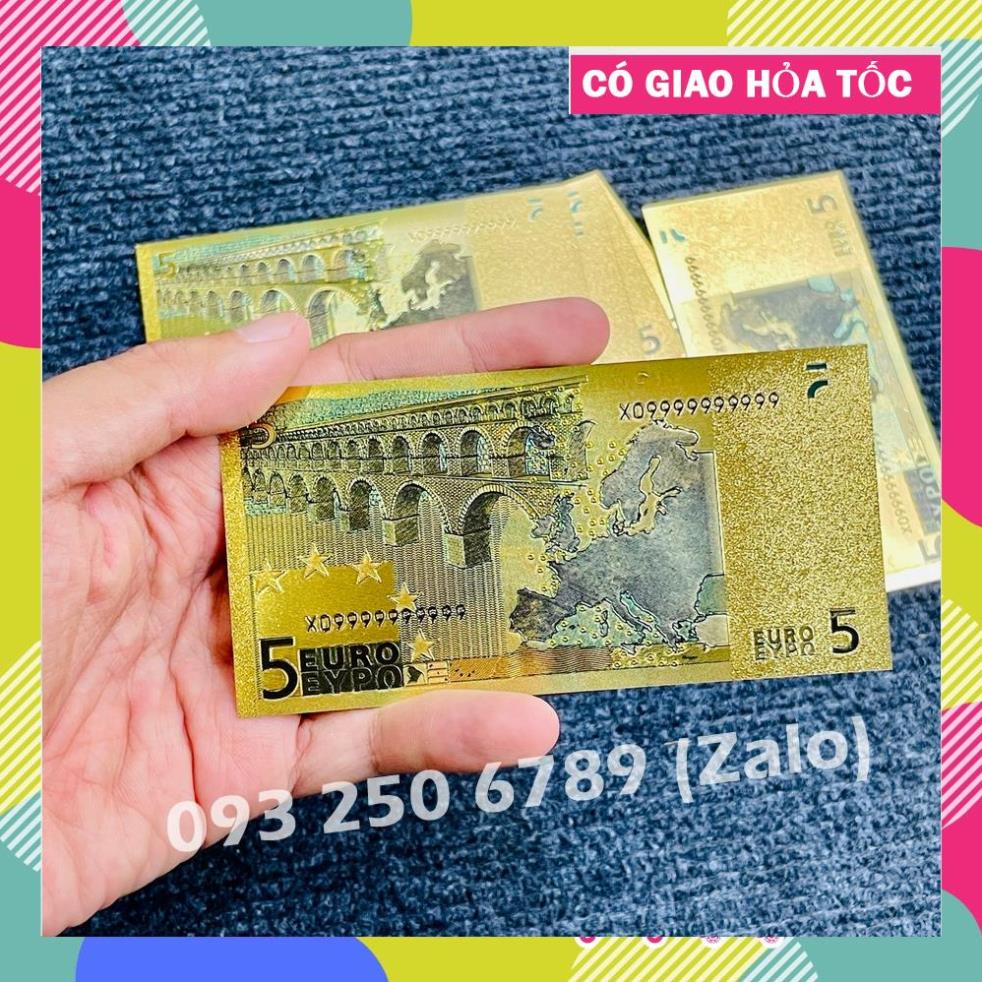 TRỢ GIÁ Tờ Tiền Kỉ Niệm 5 EURO Plastic Mạ Vàng Lì Xì Tết May Mắn