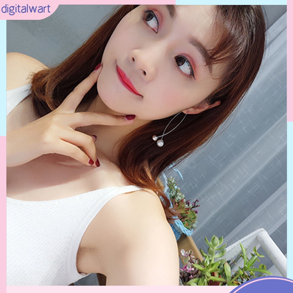 Đôi bông tai dáng dài đính ngọc trai kiểu dáng đơn giản, thời trang cho nữ