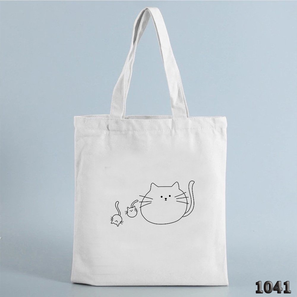 Túi Tote Túi Vải Canvas Kích Cỡ Lớn Phong Cách Hàn Quốc 1041 Three Cat Đeo Vai Đi Học Đi Du Lịch Cực Xinh