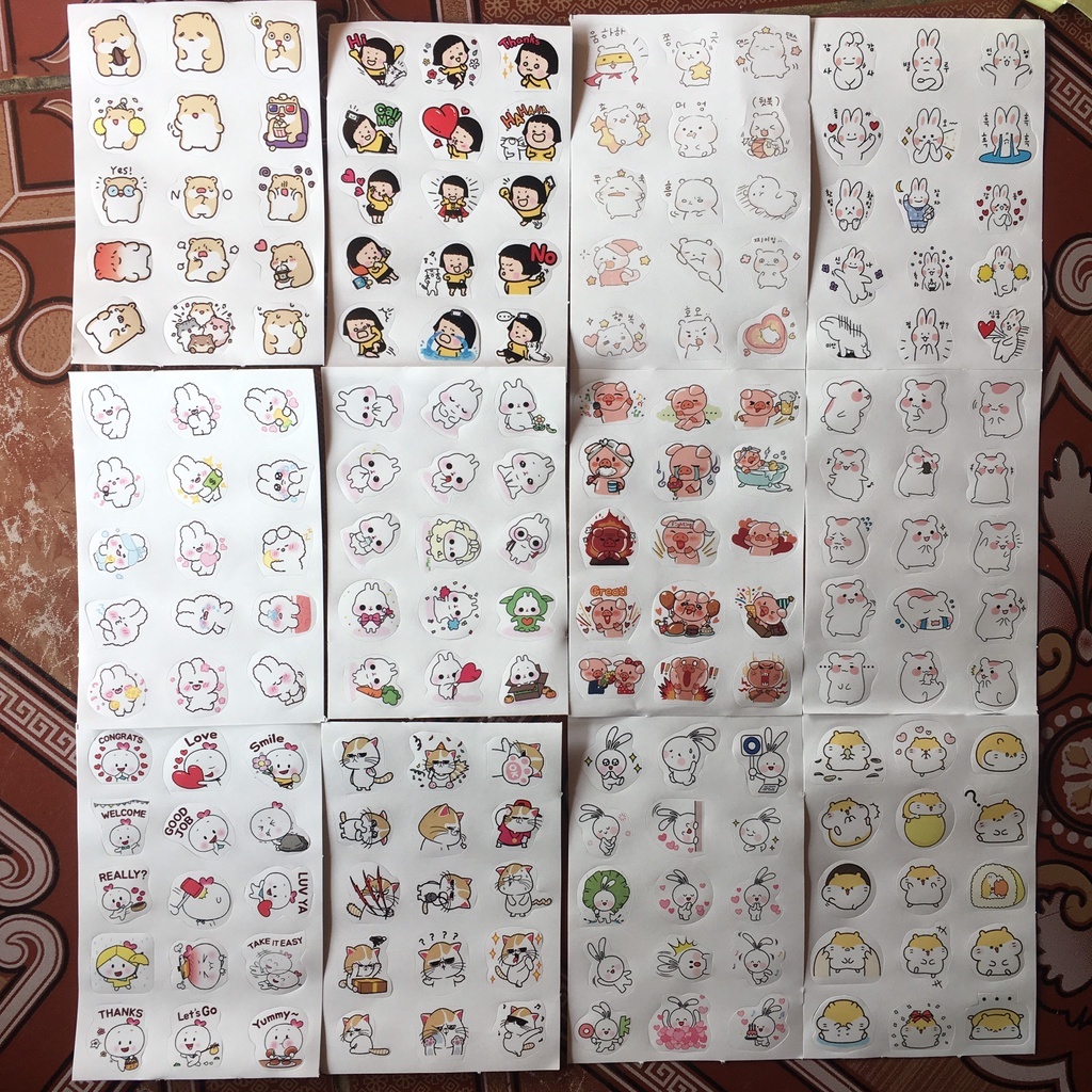 nhãn dán cho bé hình dán cute,Ticker dán tay hay sổ đi học cho bé rất đáng yêu_Binbonkids