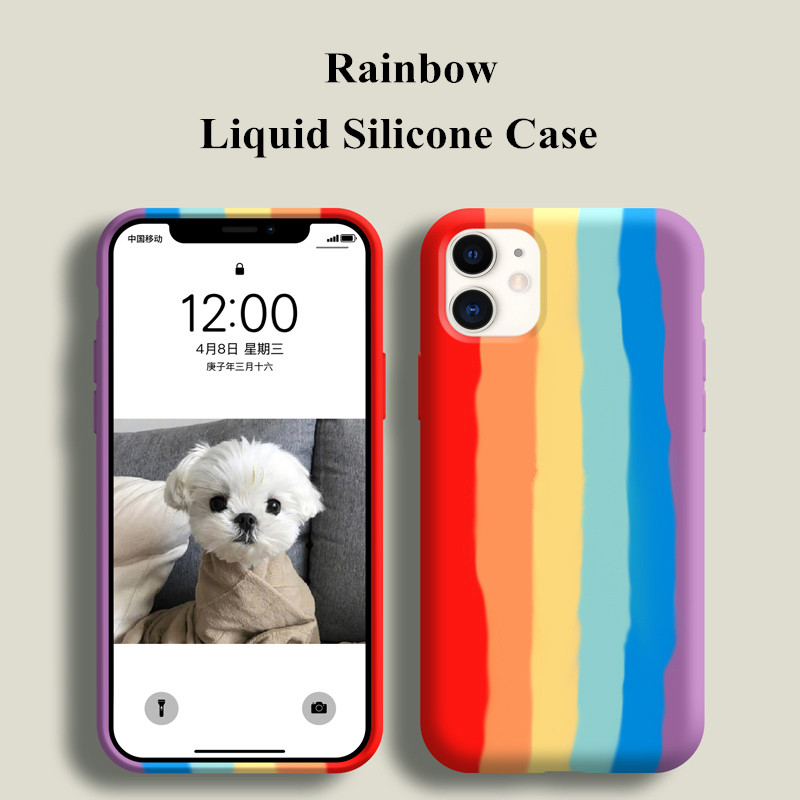 Ốp Điện Thoại Silicon Màu Cầu Vồng Cho iPhone 11 Pro MAX X XS MAX XR 6s 6 7 8 Plus SE 2020