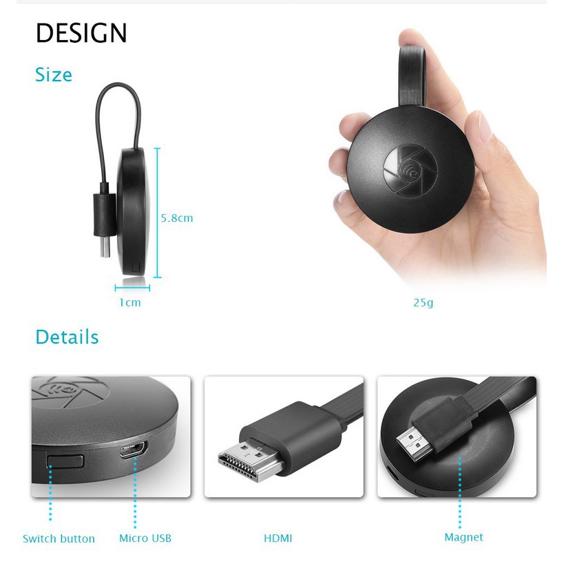 GOOGLE Bộ Chuyển Đổi Âm Thanh Không Dây Voll - Chromecast G2 Tv