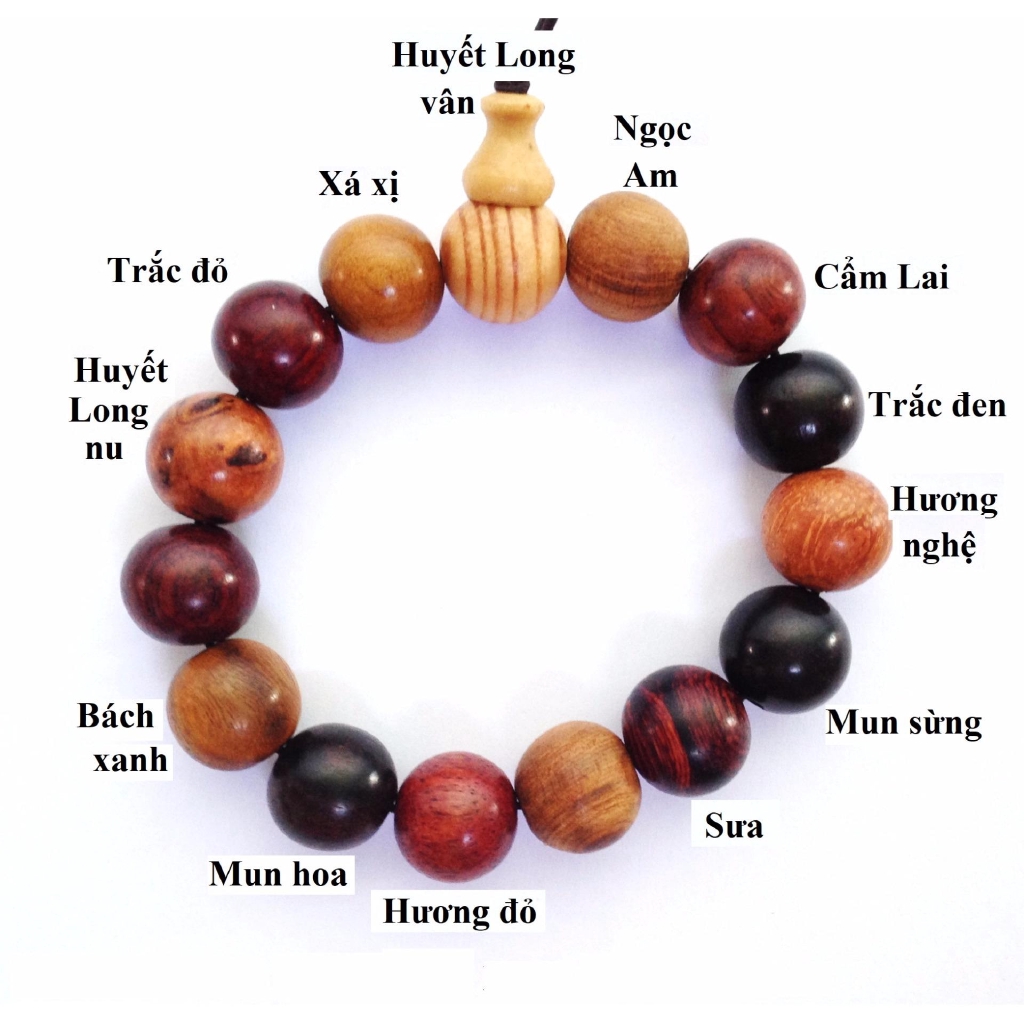 Vòng tay gỗ đa bảo ( 13 loại gỗ quý) tài lộc đẳng cấp size hạt 14mm