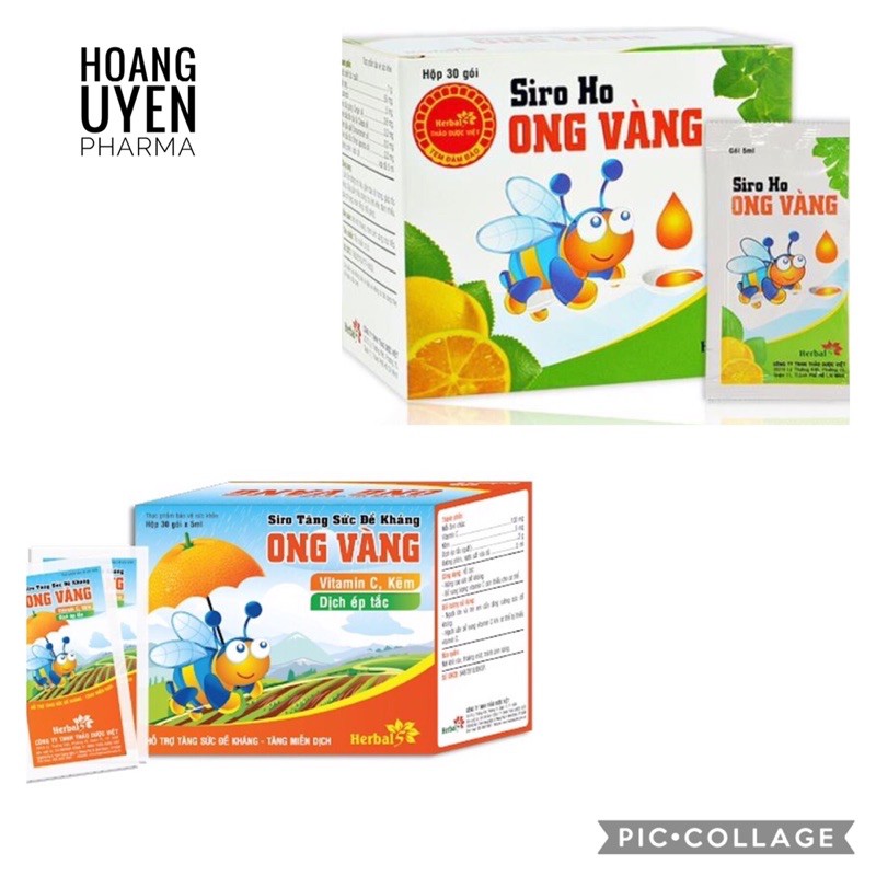 Siro ho ong vàng/ Siro tăng đề kháng ong vàng - Hộp 30 gói