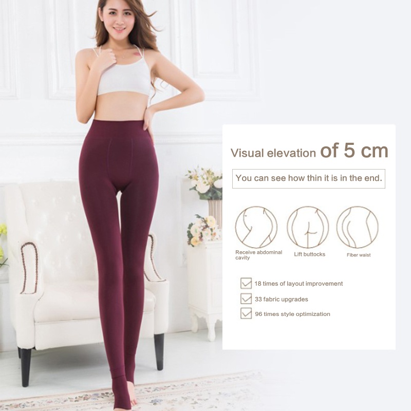 Quần Legging Lót Lông Cừu Dày Giữ Ấm Lưng Cao Thời Trang Mùa Đông Cho Nữ