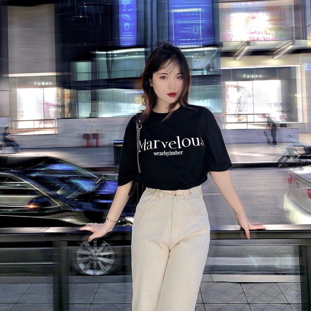 Áo thun unisex nam nữ MARVELOUS basic , áo phông oversize dáng rộng tay lỡ hiện đại cá tính kiểu dáng Hàn Quốc form rộng
