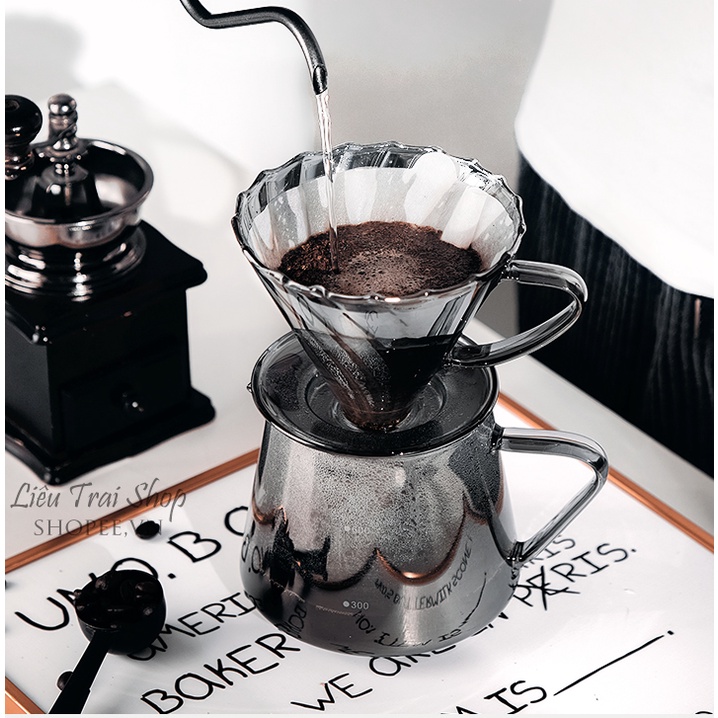 Bộ phễu lọc cà phê giấy v60 pour over drip tornado dripper