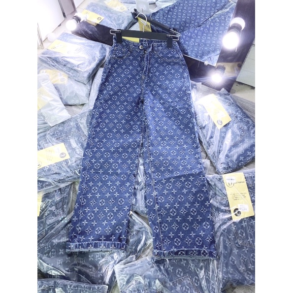 [VIDEO ẢNH THẬT ] Quần Ống Rộng Lv Hot Trend Nữ - Quần Jean Ống Rộng Cạp Cao