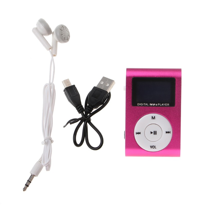 Bộ máy phát Mp3 Mx-801 hỗ trợ thẻ nhớ Tf / Microsd màn hình lcd có kẹp kim loại kèm tai nghe và cáp sạc mini Usb