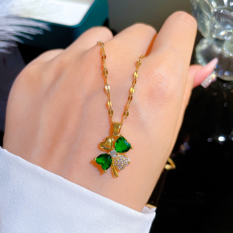 Dây Chuyền Thép Titan Nhẹ Đính Đá Zircon Hình Bông Hoa Sang Trọng