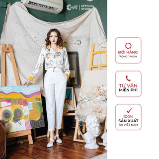 Áo Sơ mi hoạ tiết cổ phối CCHAT
