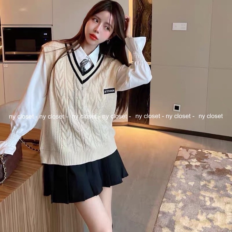 Áo gile fom dấu quần .