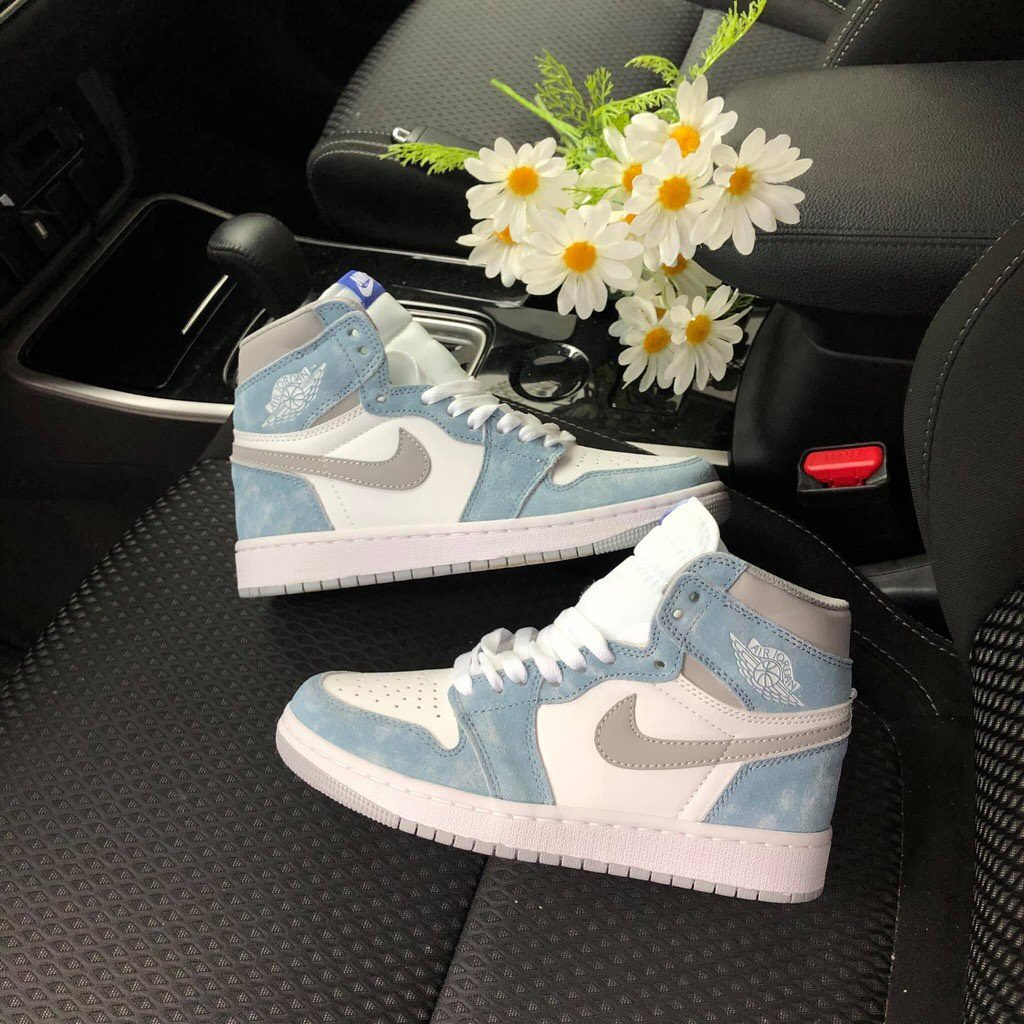 Giày thể thao Jordan 1 cao cổ hyper royal nam nữ Giày sneaker JD1 xanh nỉ cổ cao siêu hot 2022