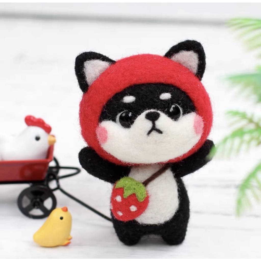 Len Chọc Handmade, Bộ Kit Len Chọc Shiba Chó Mực