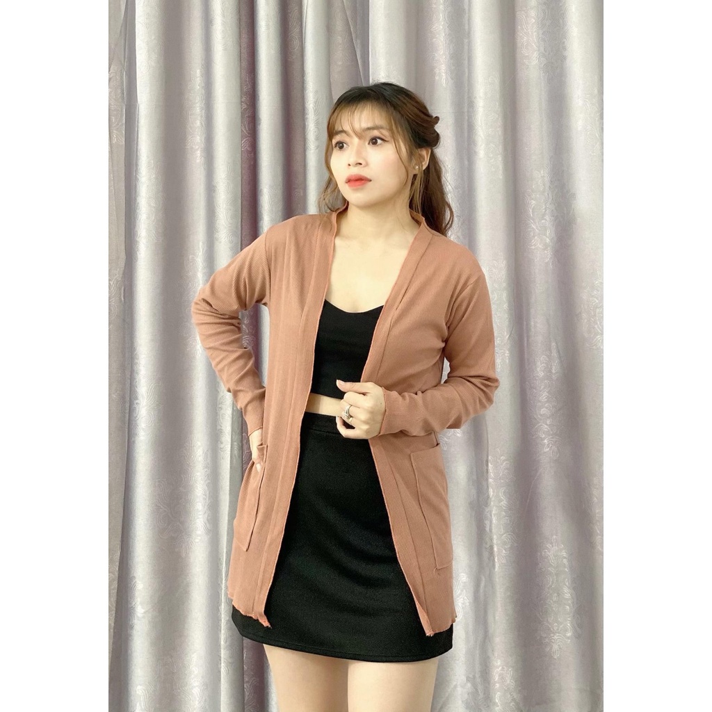 [SALE] Áo khoác cardigan, áo khoác ngoài chất len đan nhẹ, thoáng, mặc hè cực mát có 2 túi | BigBuy360 - bigbuy360.vn
