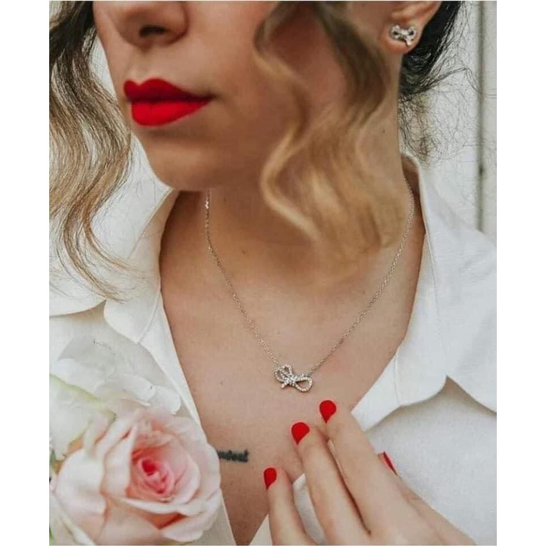 Dây nơ trắng Swarovski