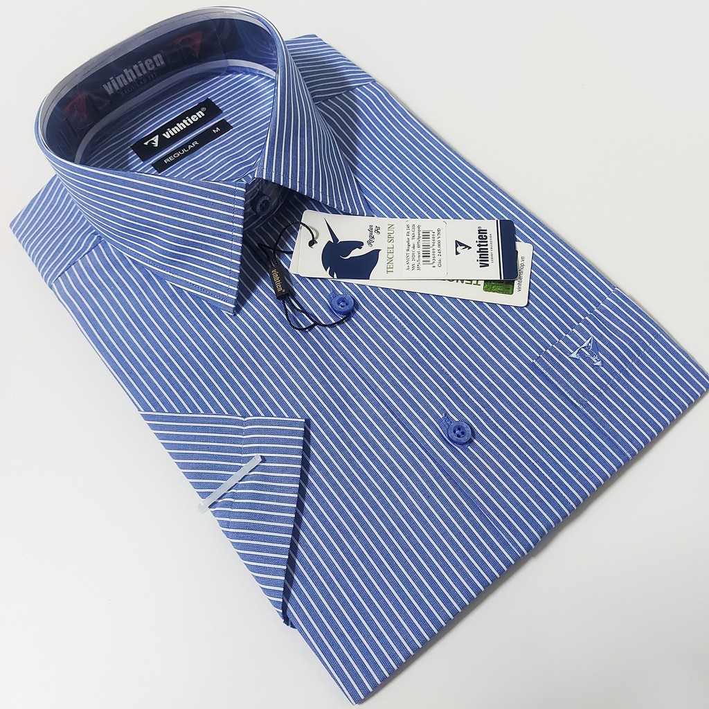 Áo sơ mi nam tay ngắn Vĩnh Tiến form regular vạt ngang 295 - G326