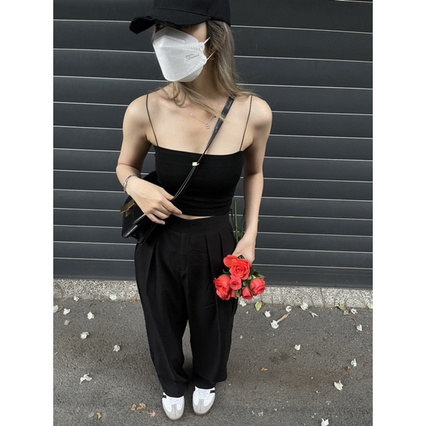 TOP S03 - ÁO DÂY SỢI BÚN 2 MÀU DÁNG CROPTOP