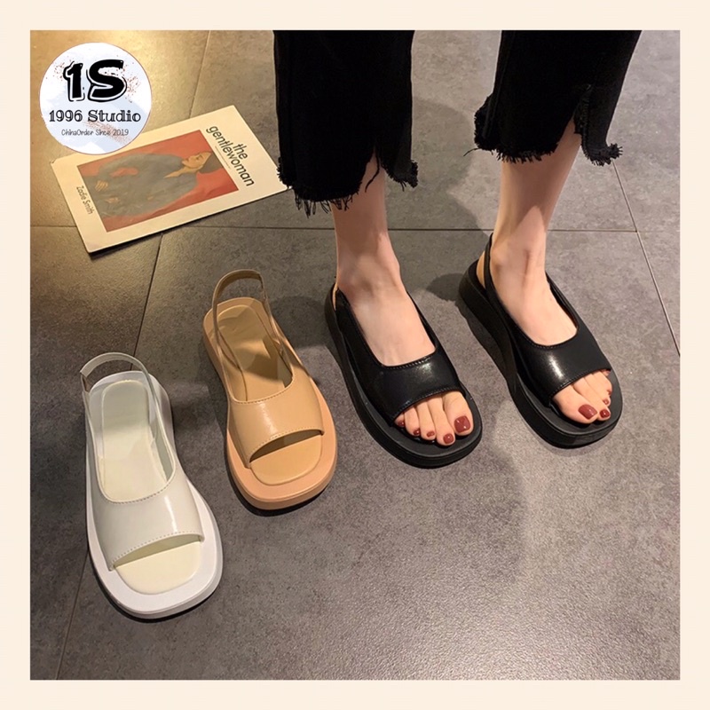 Sandal nữ đế bệt hở mũi dáng basic mùa hè (có ảnh thật)