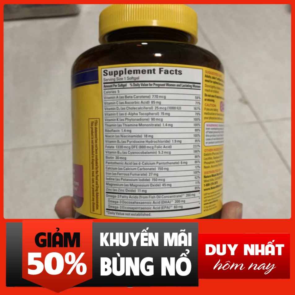 Thuốc Bổ Cho Bà Bầu Nature Made Prenatal Multi DHA - Mẫu Mới ....