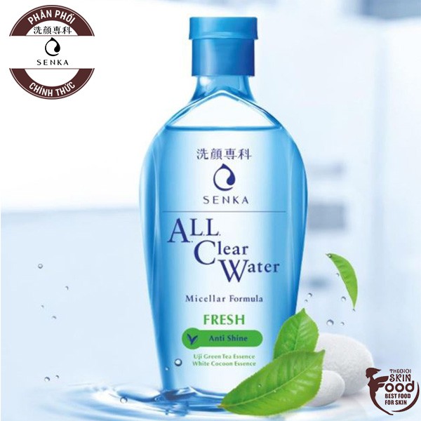 Nước tẩy trang kiềm dầu, ngừa mụn Nhật Bản chiết xuất trà xanh Senka All Clear Water Micellar Formula