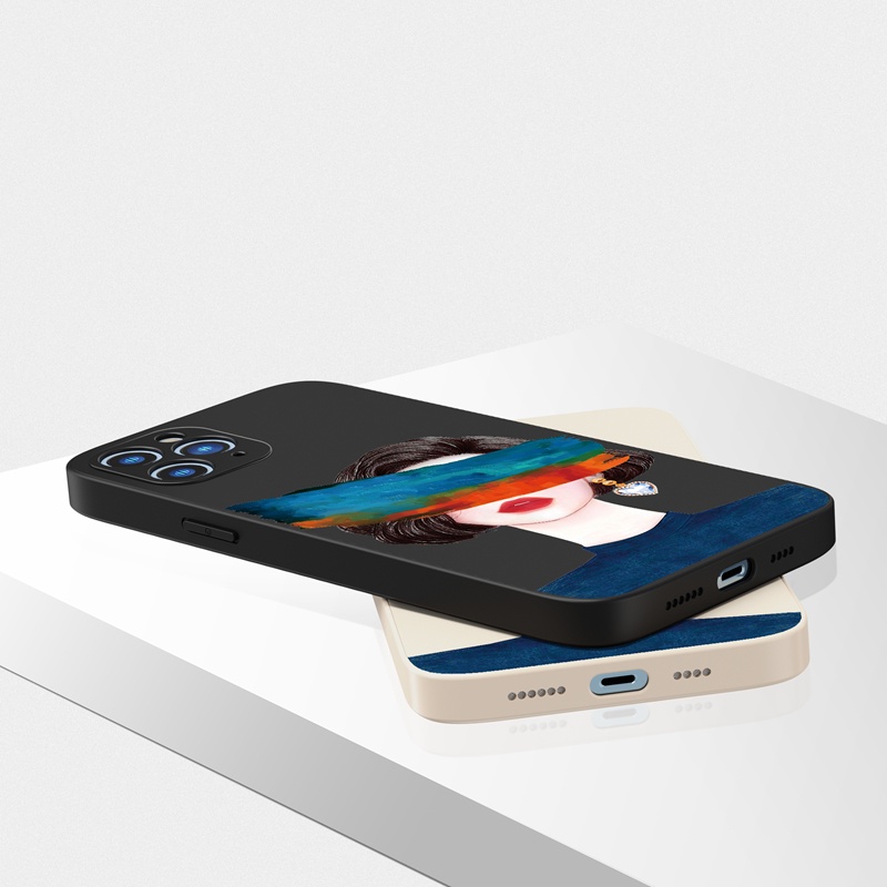Ốp lưng iphone Ốp điện thoại SUNTAIHO bằng silicon mềm họa tiết cô gái thích hợp cho iPhone 13 12 11 Mini Pro X XR XS Max 7/8 Plus