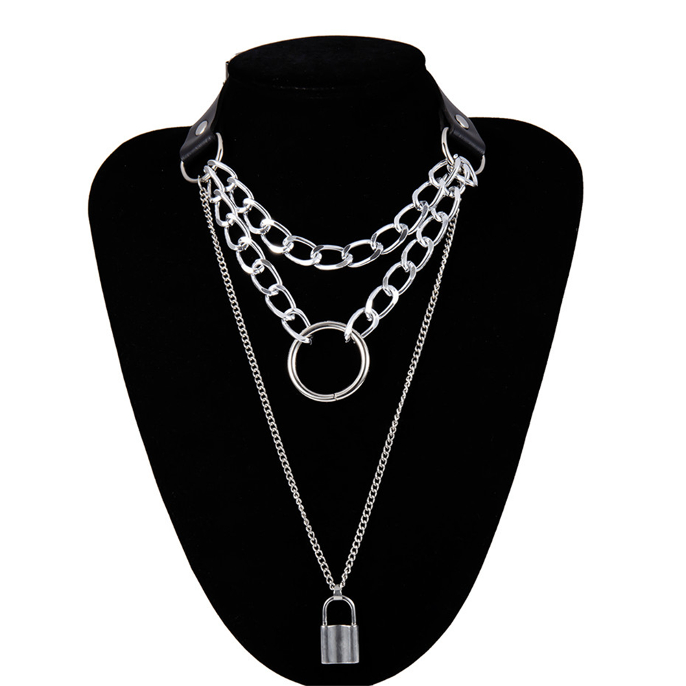 Vòng Cổ Choker Nhiều Lớp Phối Đinh Tán Bằng Thép Không Gỉ Thời Trang Cá Tính