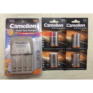 Combo Bộ Sạc Nhanh Tự Ngắt 2h Camelion BC-0905A Kèm 8 Viên Pin Sạc AA 2700 mAh Thế Hệ Mới