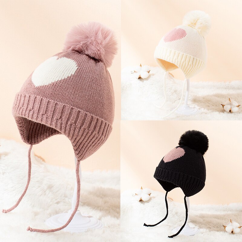 Mũ Len Beanie Giữ Ấm Bảo Vệ Tai Cho Bé Trai Bé Gái