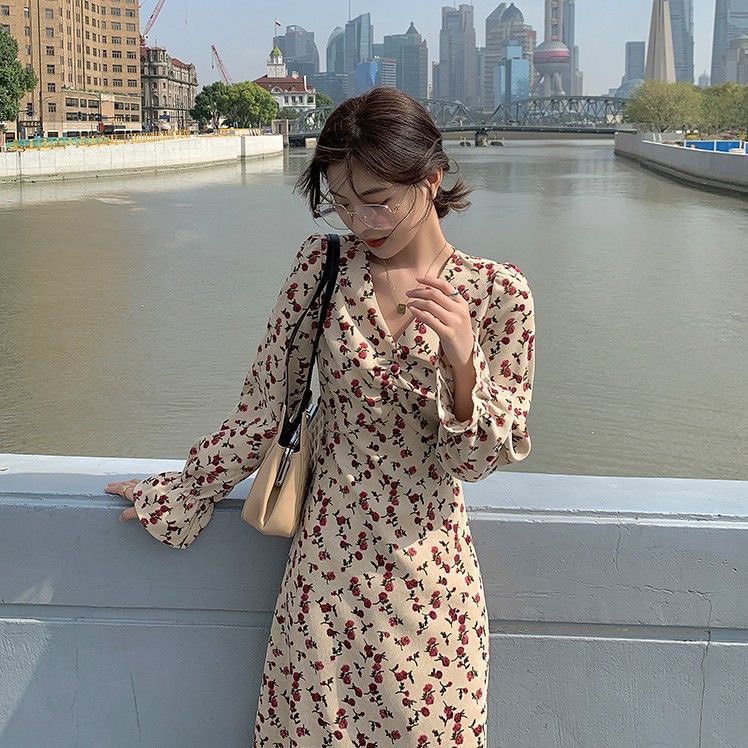 Váy Trắng Hoa TTLS130 Váy Hoa Nhí Dài Tay Phong Cách Hàn Quốc Size S/M Kèm video tự quay | BigBuy360 - bigbuy360.vn