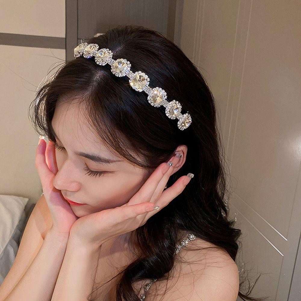 QQMALL Băng Đô Cài Tóc Đính Đá Lấp Lánh Sang Trọng
