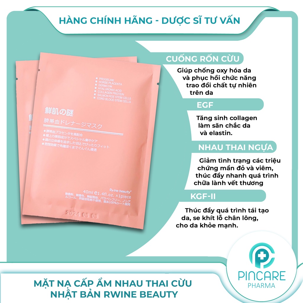 Mặt nạ nhau thai cừu Nhật Bản Rwine Beauty Stem Cell Placenta Mask  - Hàng chính hãng - Nhà thuốc PinCare