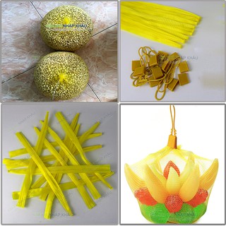 1kg túi lưới nhựa đựng hoa quả màu vàng kèm khóa dài 35cm - BLV35