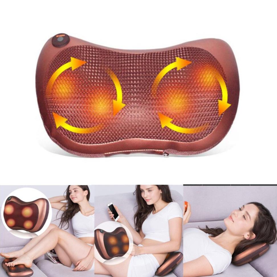 Gối Massage Hồng Ngoại 8 Bi Hàn Quốc Có Đảo Chiều, Trị Liệu Đau Nhức Mỏi Cổ, Vai, Gáy, Đau Đầu có thể làm gối tựa ô tô