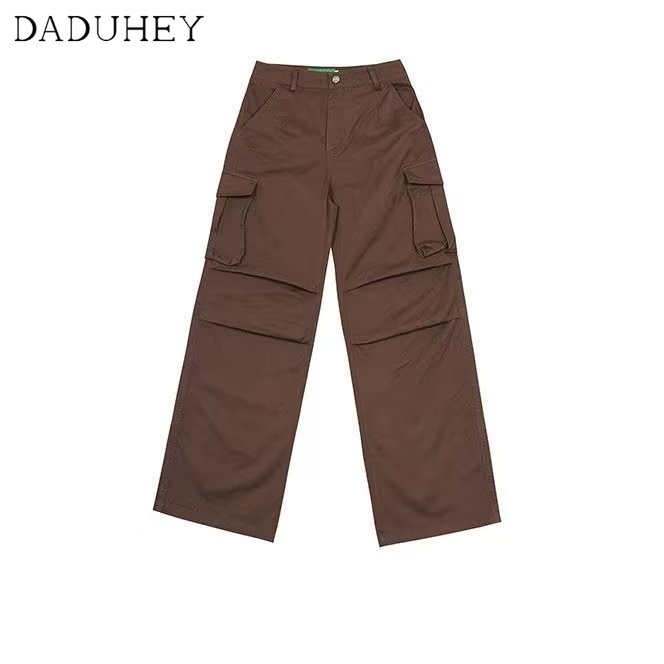 DaDuHey Men's and Women's American Street Retro Easy Matching Wide Leg Bella Style Tooling Dungarees Pants